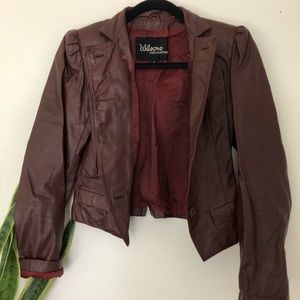 Vintage 80s Maroon Leather Moto Jacket
